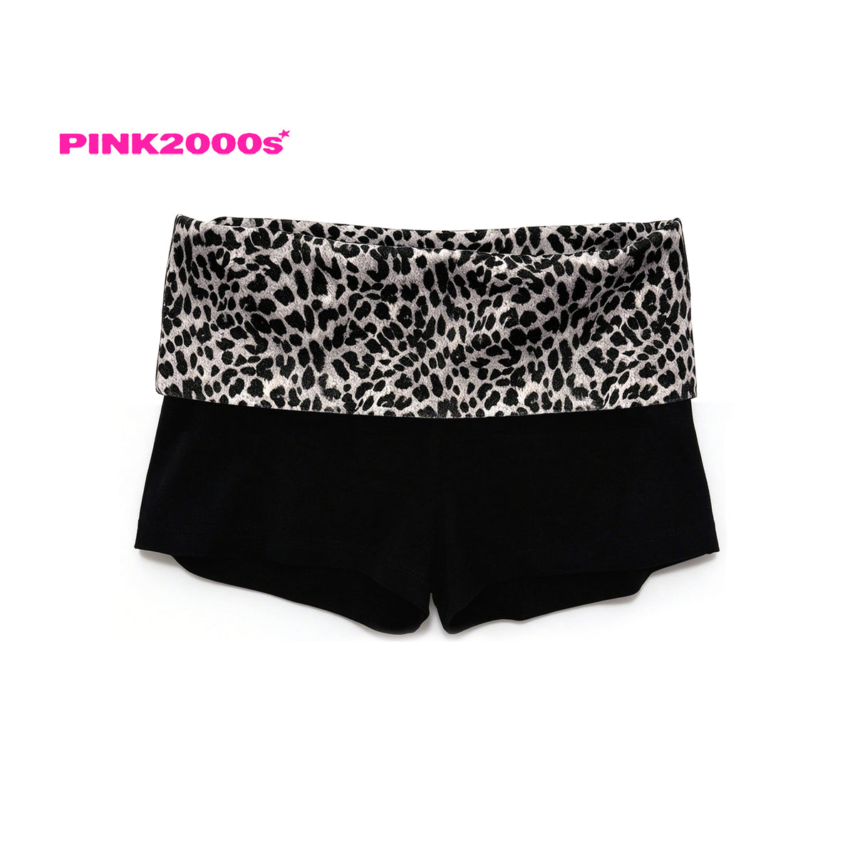 Y2K Fold-Over Waist Shorts – Snow Leopard