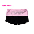 Y2K Rhinestone Fold-Over Waist Shorts – Baby Pink