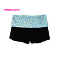 Y2K Fold-Over Waist Shorts – Pastel Blue Leopard