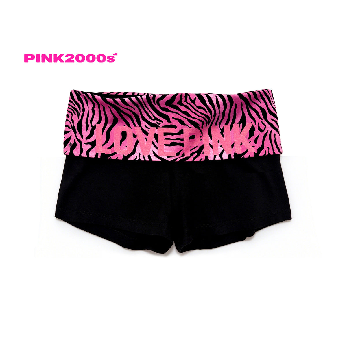 Y2K Fold-Over Waist Shorts – Hot Pink Zebra