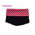 Y2K Fold-Over Waist Shorts – Hot Pink Polka Dot